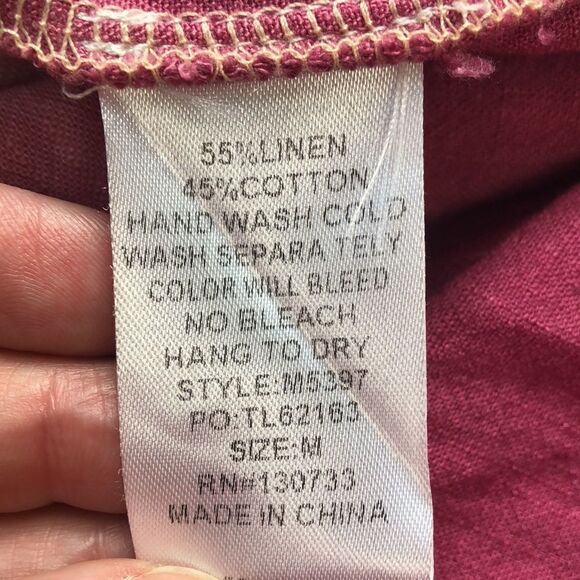 Umgee Linen Sleeveless Top Pink/Cream Ombre V-Neck Blouse Babydoll Peasant M - Picture 9 of 11